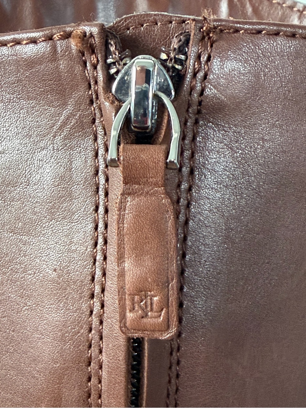Lauren Ralph Lauren Brooke II Leather Riding Boots Dark Brown Sz 9 - Picture 8 of 13